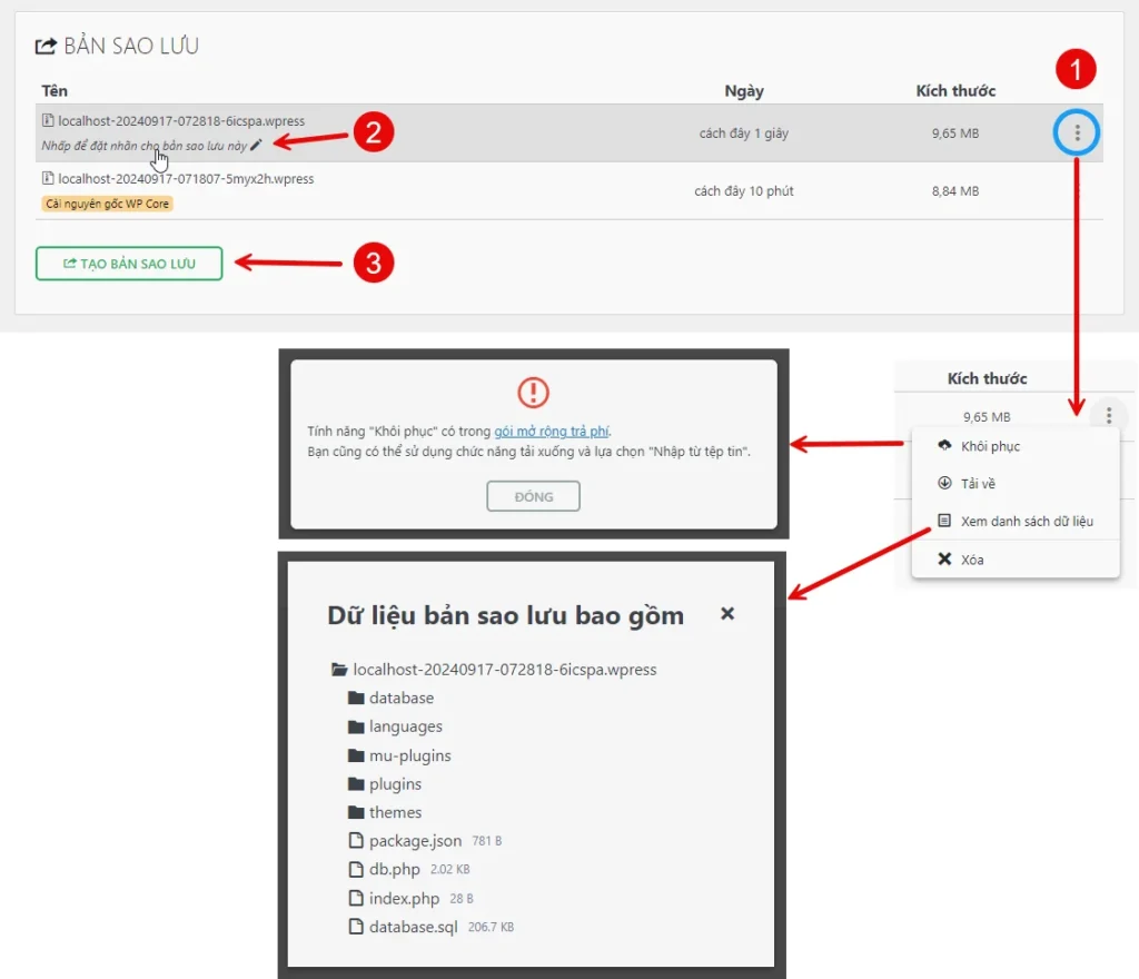 Cách quản lý bản sao lưu All-in-One WP Migration